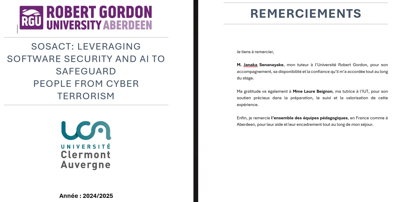 Rapport de stage et présentation